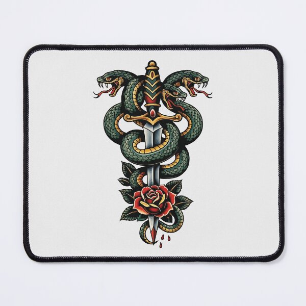 Item preview, Traditional Tattoo Dagger and Hydra Snakes with Rose designed and sold by BrownHorse90s.