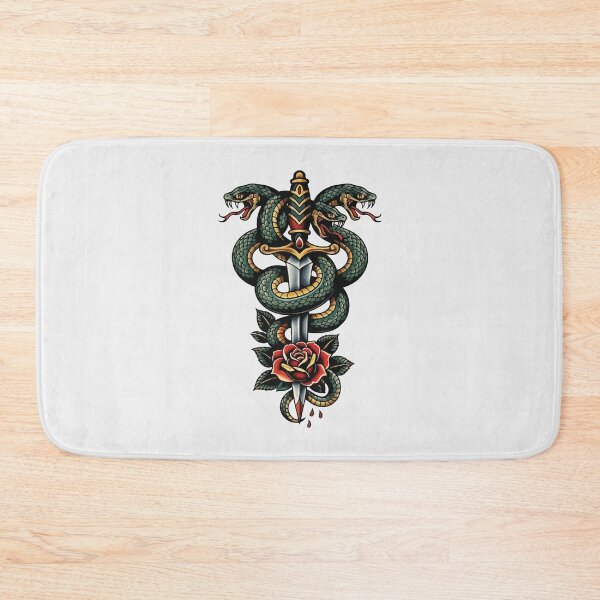 Item preview, Traditional Tattoo Dagger and Hydra Snakes with Rose designed and sold by BrownHorse90s.