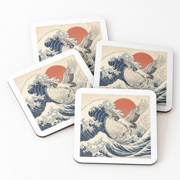 Item preview, Japanese Ukiyo-e Great Wave and Majestic Crane designed and sold by krish-prints.