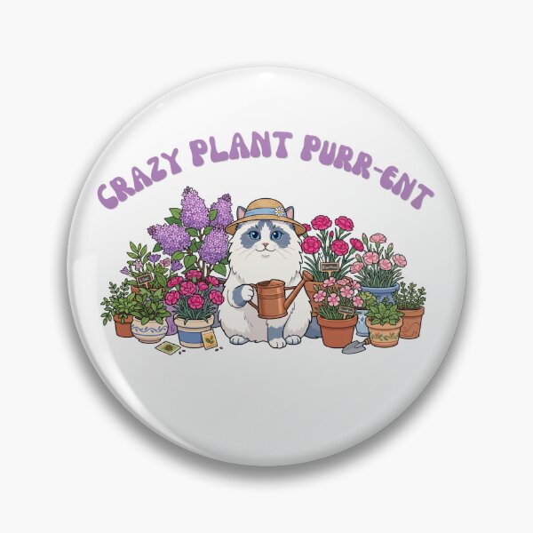 Item preview, Crazy Plant Purrent Cute Gardening Cat Lilac Retro designed and sold by Snowy Studio Designs.