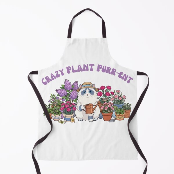 Item preview, Crazy Plant Purrent Cute Gardening Cat Lilac Retro designed and sold by Snowy Studio Designs.