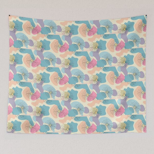 Item preview, Retro Line Art Daisy Pattern Abstract Pastel designed and sold by jttrends.