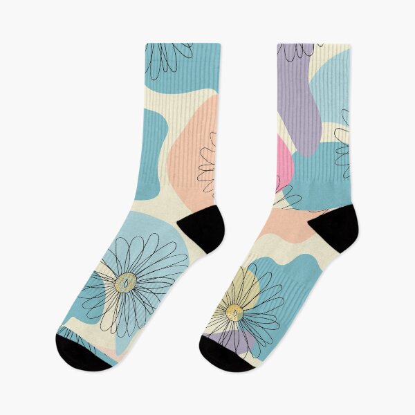 Item preview, Retro Line Art Daisy Pattern Abstract Pastel designed and sold by jttrends.