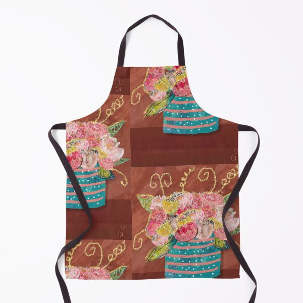 Item preview, Whimsical Floral Still Life – Teal Stripes and Pink Polka Dot Pot designed and sold by artbydonyale.