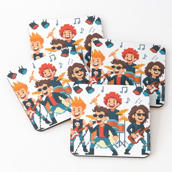 Item preview, Pixelated Cartoon Rock Band designed and sold by Musicdrip.