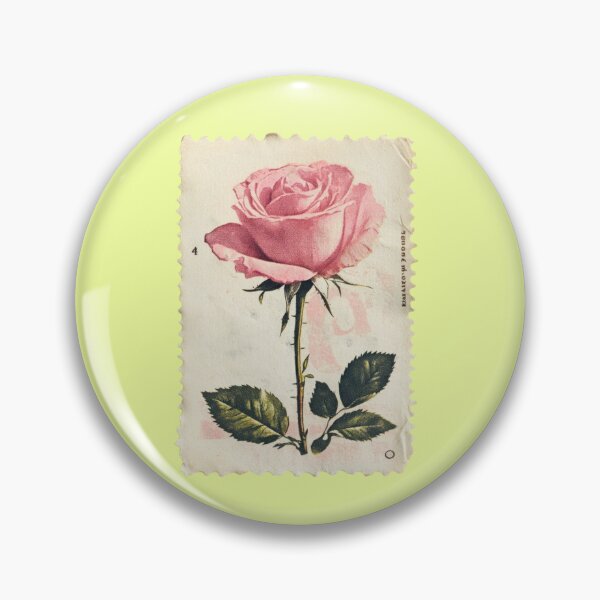 Item preview, Vintage stamp with a pink rose in a nostalgic style designed and sold by Mauswohn.