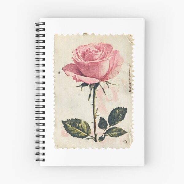 Item preview, Vintage stamp with a pink rose in a nostalgic style designed and sold by Mauswohn.