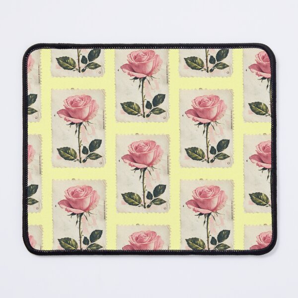 Item preview, Vintage stamp with a pink rose in a nostalgic style designed and sold by Mauswohn.