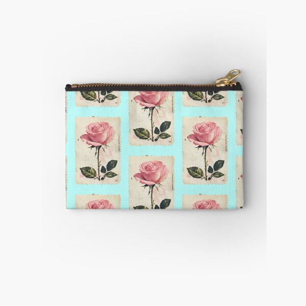 Item preview, Vintage stamp with a pink rose in a nostalgic style designed and sold by Mauswohn.