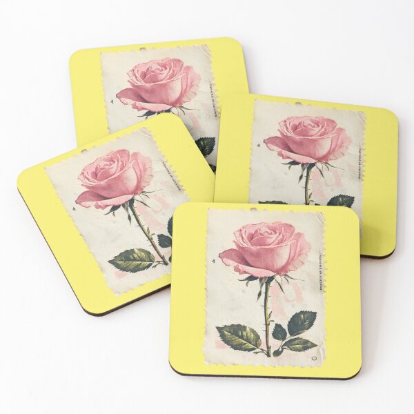 Item preview, Vintage stamp with a pink rose in a nostalgic style designed and sold by Mauswohn.