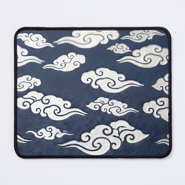 Item preview, Korean Traditional Silver Cloud Pattern on Navy Blue designed and sold by SOOstudio73.