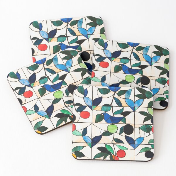 Item preview, Bird and Berry Tile Stained Glass Photo Texture designed and sold by DigitaICraft.