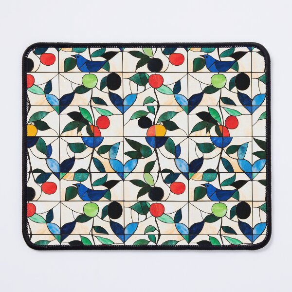 Item preview, Bird and Berry Tile Stained Glass Photo Texture designed and sold by DigitaICraft.