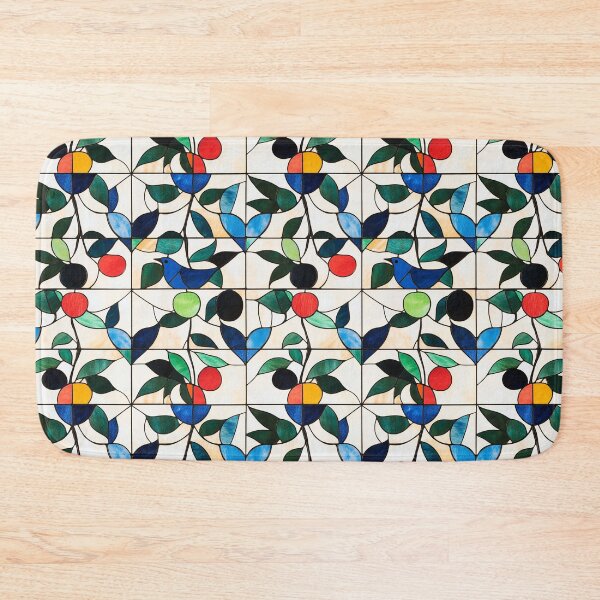 Item preview, Bird and Berry Tile Stained Glass Photo Texture designed and sold by DigitaICraft.