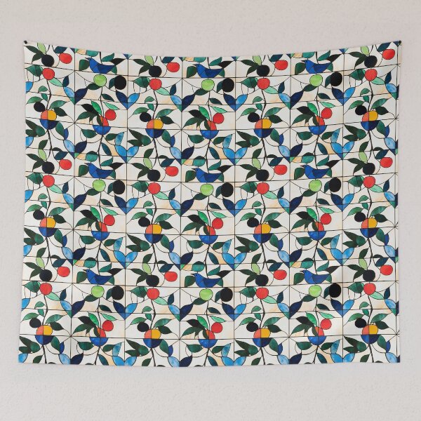 Item preview, Bird and Berry Tile Stained Glass Photo Texture designed and sold by DigitaICraft.