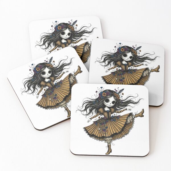Item preview, Cute Gothic Skeleton Doll | Spooky Floral Halloween Art. designed and sold by HorrorInkStudio.