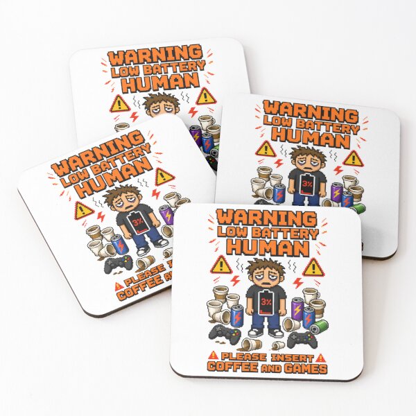 Item preview, Warning Low Battery Human Please Insert Coffee Games designed and sold by RetroPixel Apparel.