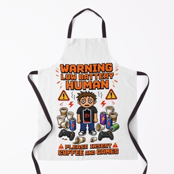 Item preview, Warning Low Battery Human Please Insert Coffee Games designed and sold by RetroPixel Apparel.