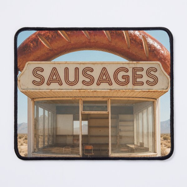 Item preview, Dachshund guards abandoned sausage stand in desert designed and sold by Mauswohn.