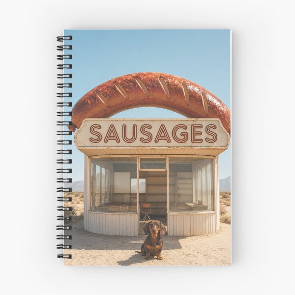 Item preview, Dachshund guards abandoned sausage stand in desert designed and sold by Mauswohn.