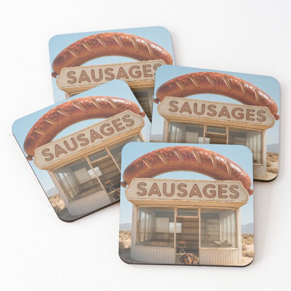 Item preview, Dachshund guards abandoned sausage stand in desert designed and sold by Mauswohn.