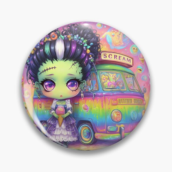 Item preview, Bride of Frankenstein I Scream Truck Summerween Rainbow Sticker designed and sold by InkAndGloom.