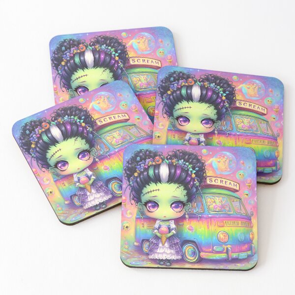 Item preview, Bride of Frankenstein I Scream Truck Summerween Rainbow Sticker designed and sold by InkAndGloom.