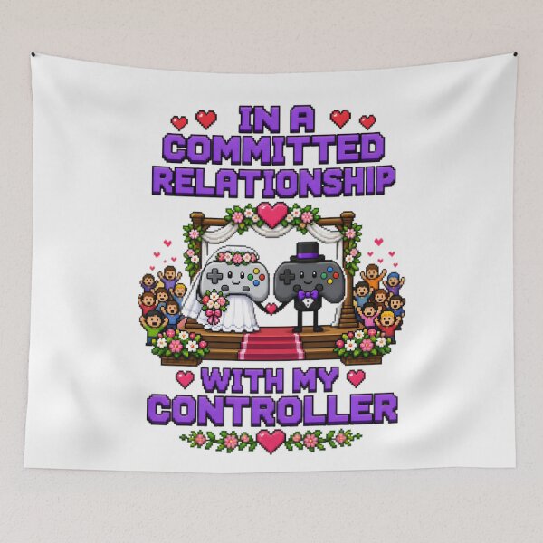 Item preview, Gamer Wedding Controller Marriage Funny Pixel Art designed and sold by RetroPixel Apparel.