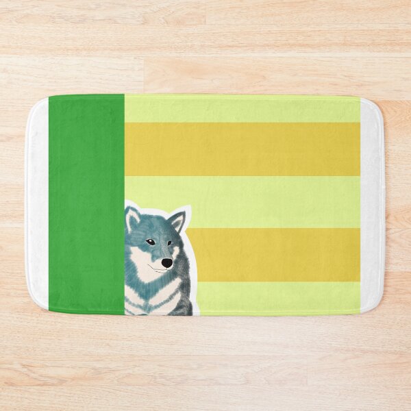 Item preview, 80's vibes colors (yellow, green) with blue Shiba Inu designed and sold by ShibaCruise-On.