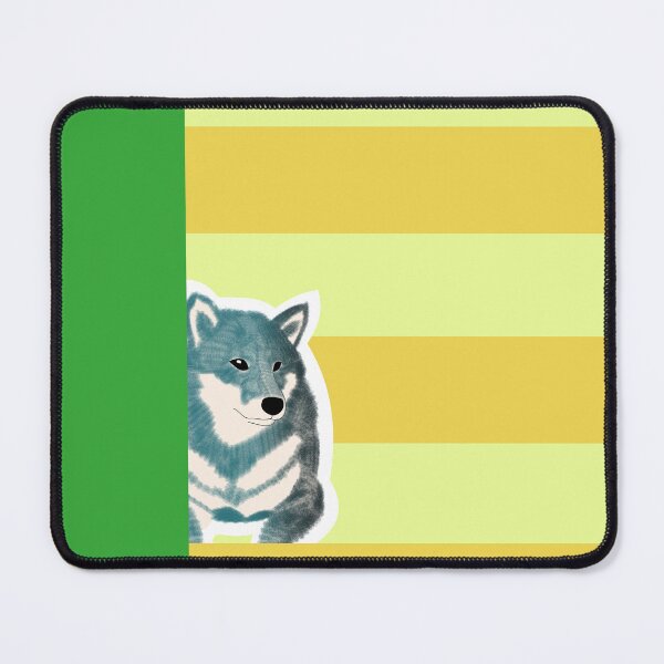 Item preview, 80's vibes colors (yellow, green) with blue Shiba Inu designed and sold by ShibaCruise-On.