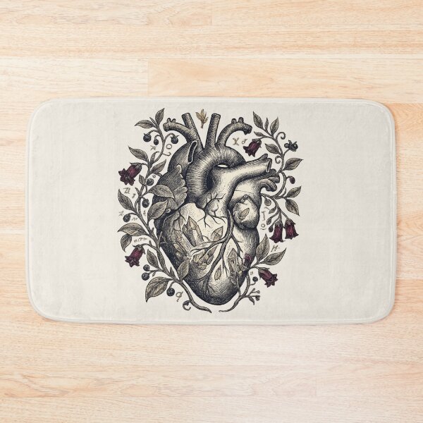 Item preview, Gothic Woodcut Human Heart with Nightshade and Crystals designed and sold by krish-prints.