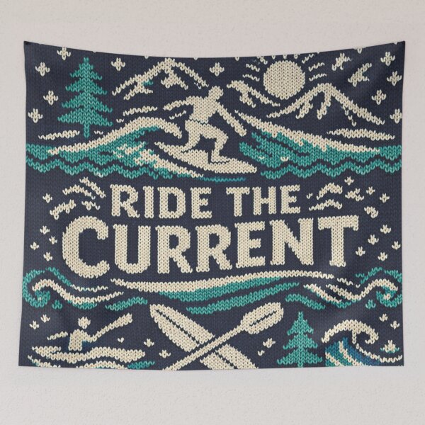 Item preview, Ride the current slogan in a maritime knitting pattern designed and sold by Mauswohn.