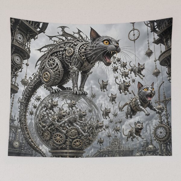 Item preview, The Aesthetics of Decay: A Mechanical Cat and Eternity Made of Gears designed and sold by KunstGeist.