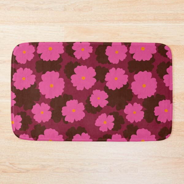 Item preview, pink flowers on a burgundy background designed and sold by burbura.