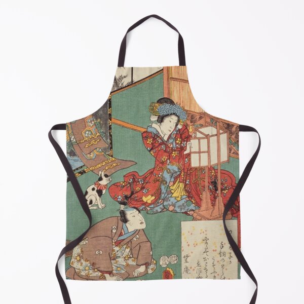 Item preview, Vintage Japanese Ukiyo-e Kabuki Art: Elegant Courtiers and Cat designed and sold by vekotpu.