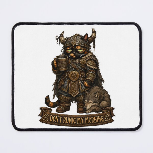 Item preview, Don't Runic My Morning — Grumpy Tortoiseshell Viking Cat Sticker | Funny Norse Cat Gift for Coffee Lovers designed and sold by Martin's_Design.