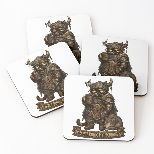 Item preview, Don't Runic My Morning — Grumpy Tortoiseshell Viking Cat Sticker | Funny Norse Cat Gift for Coffee Lovers designed and sold by Martin's_Design.