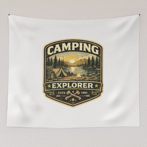 Item preview, Vintage Camping Explorer Retro Outdoor Adventure T-Shirt Design designed and sold by RelateAndTee.