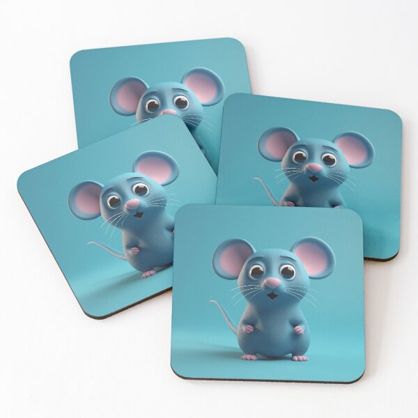 Item preview, Cute Baby Mouse Chibi Nursery Art Teal Background designed and sold by PrimePrintLab.