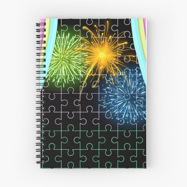 Item preview, Colorful Fireworks Through Puzzle Curtains designed and sold by MigWhimsy.