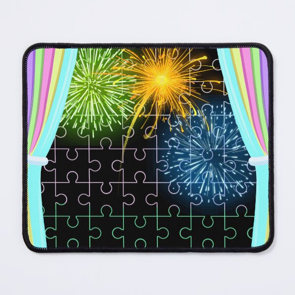 Item preview, Colorful Fireworks Through Puzzle Curtains designed and sold by MigWhimsy.