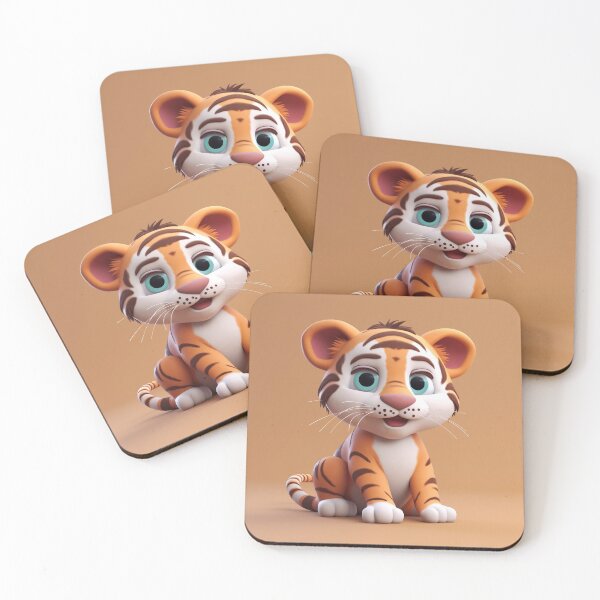 Item preview, Cute Baby Tiger Chibi Nursery Art Orange Background⁠  designed and sold by PrimePrintLab.