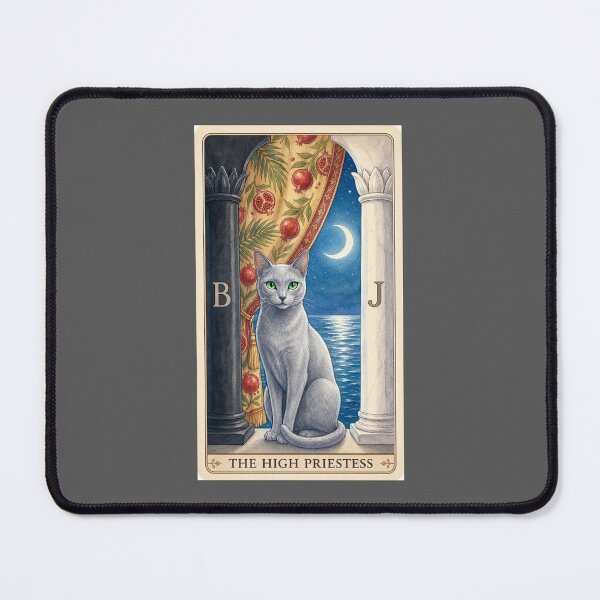 Item preview, The High Priestess Cat Tarot - Mystical Silver Grey Cat Esoteric Art designed and sold by Akros-.
