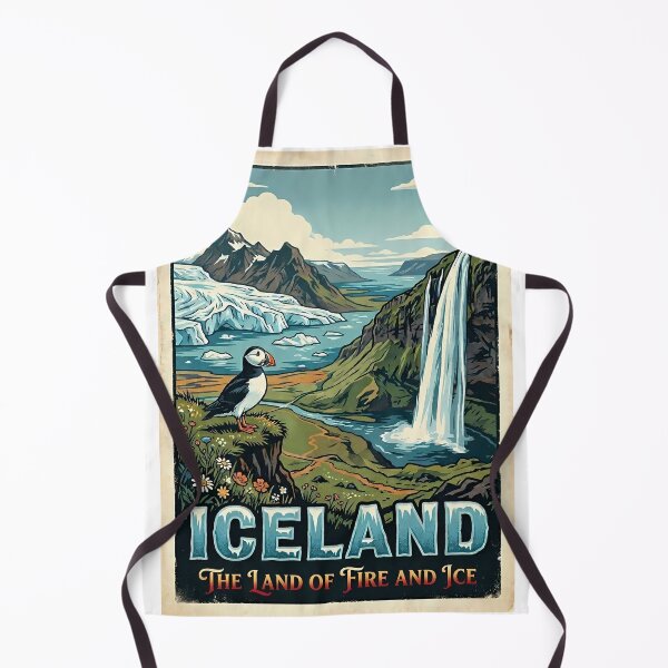 Item preview, Iceland - The Land of Fire and Ice Retro Travel Poster designed and sold by Ar0undTheW0rld.