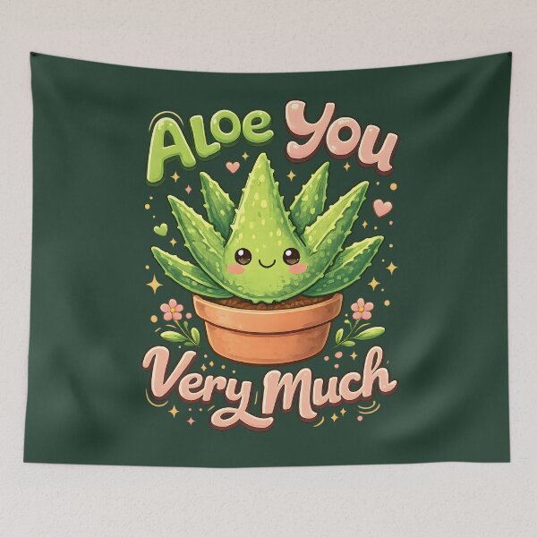 Item preview, Aloe You Very Much – Cute Kawaii Aloe Vera Plant Illustration designed and sold by blankTeeShirt.