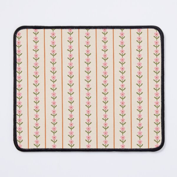 Item preview, Retro folk floral stripe | Pink and green cottagecore designed and sold by Illustrated by Nat.