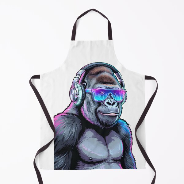 Item preview, Cool Cyberpunk Gorilla with Headphones and Neon Sunglasses designed and sold by PawsAndWilds.