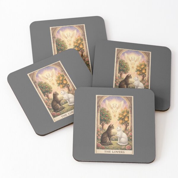 Item preview, The Lovers Cat Tarot - Romantic Feline Garden Blessing Art designed and sold by Akros-.