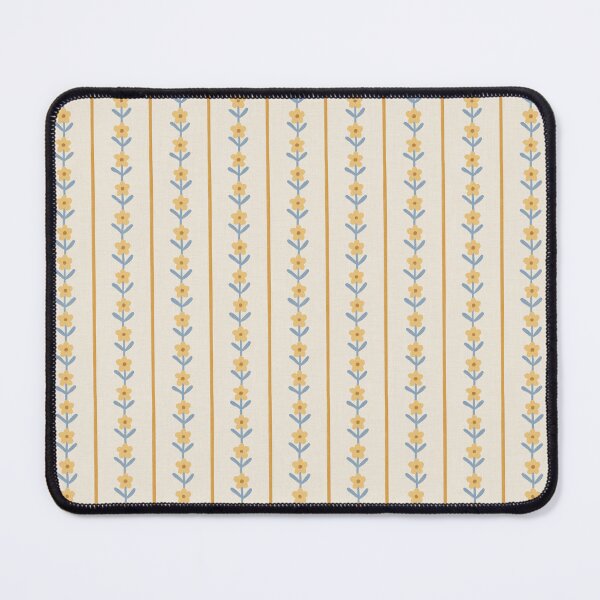 Item preview, Retro folk floral stripe | Yellow and blue cottagecore designed and sold by Illustrated by Nat.
