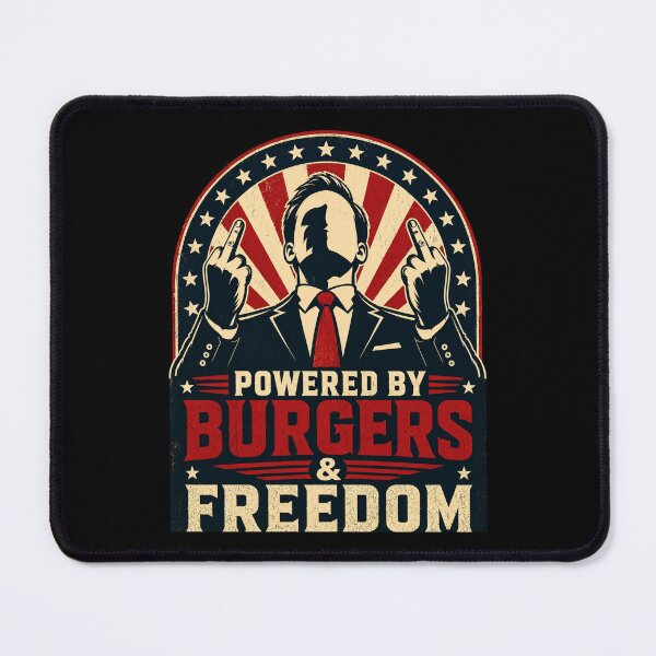Item preview, Powered By Burgers & Freedom Funny Patriotic Graphic designed and sold by Alpacatata.